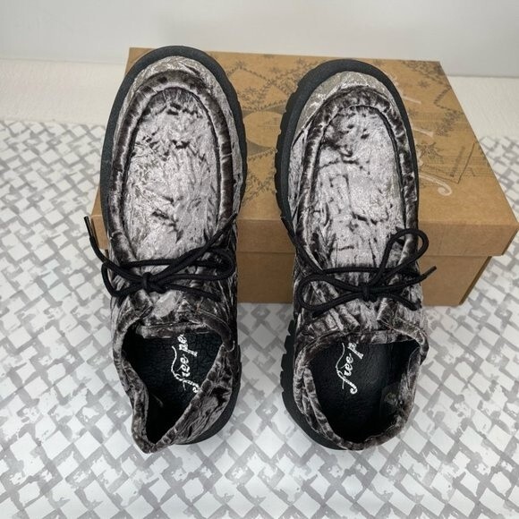 Free People Convertible Velvet Loafer, Gray/Black, Size EU 38 (US 8)